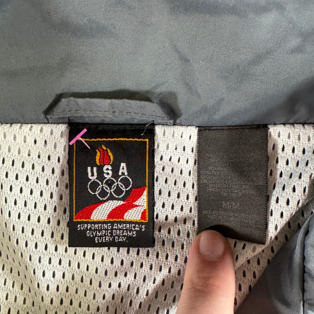 Vintage JcPenney Olympics USA Gray Grey Windbreaker Men's Medium 1/2 Zip Jacket - Picture 4 of 8